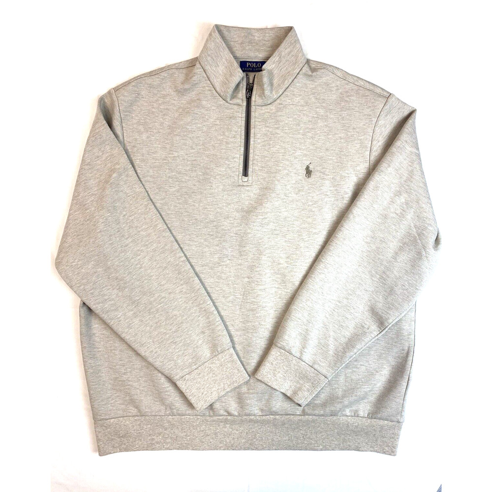 Polo Ralph Lauren 1/4 Zip Sweater Shirt Men's Size 2XL Beige Logo Long Sleeve